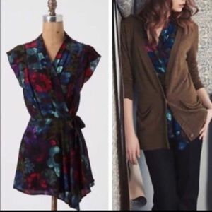 Anthropologie Fei Watercolor Silk Tunic